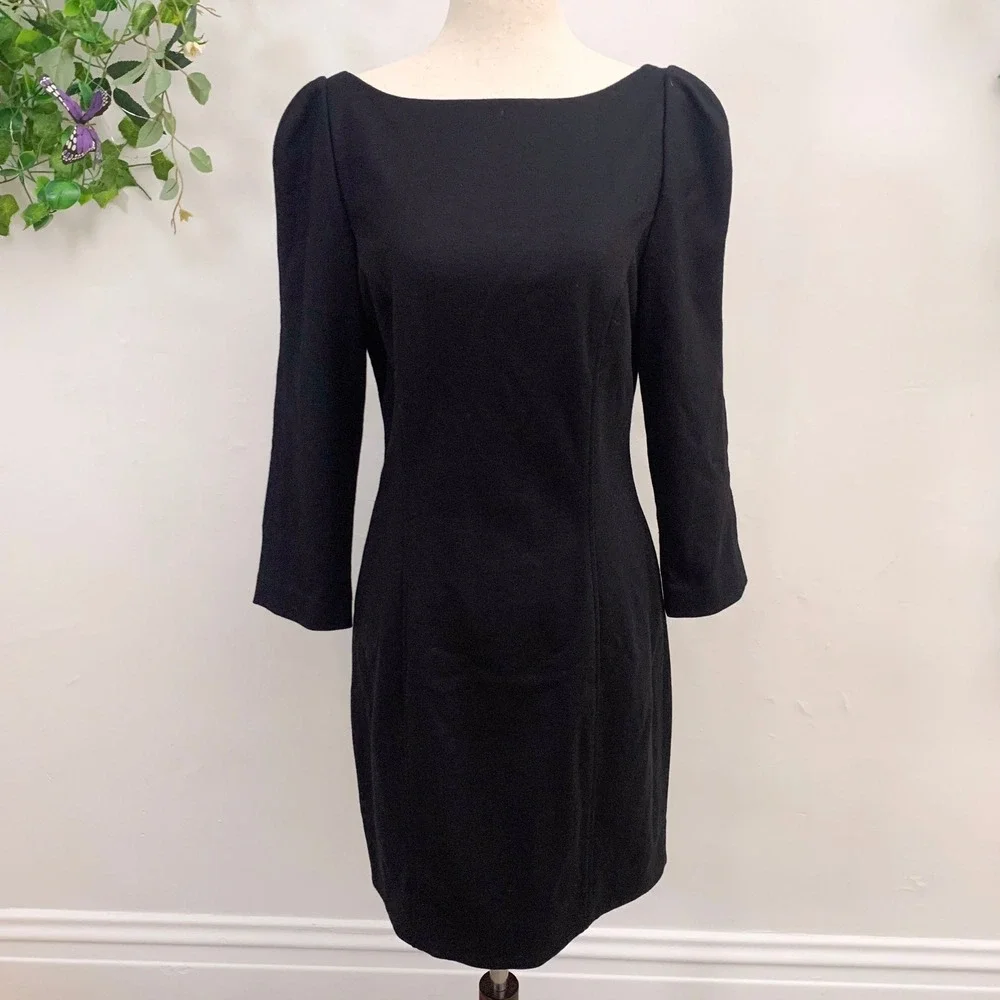 Diane von Furstenberg Arita Black Puff Sleeve Mini Dress‎ Size 12